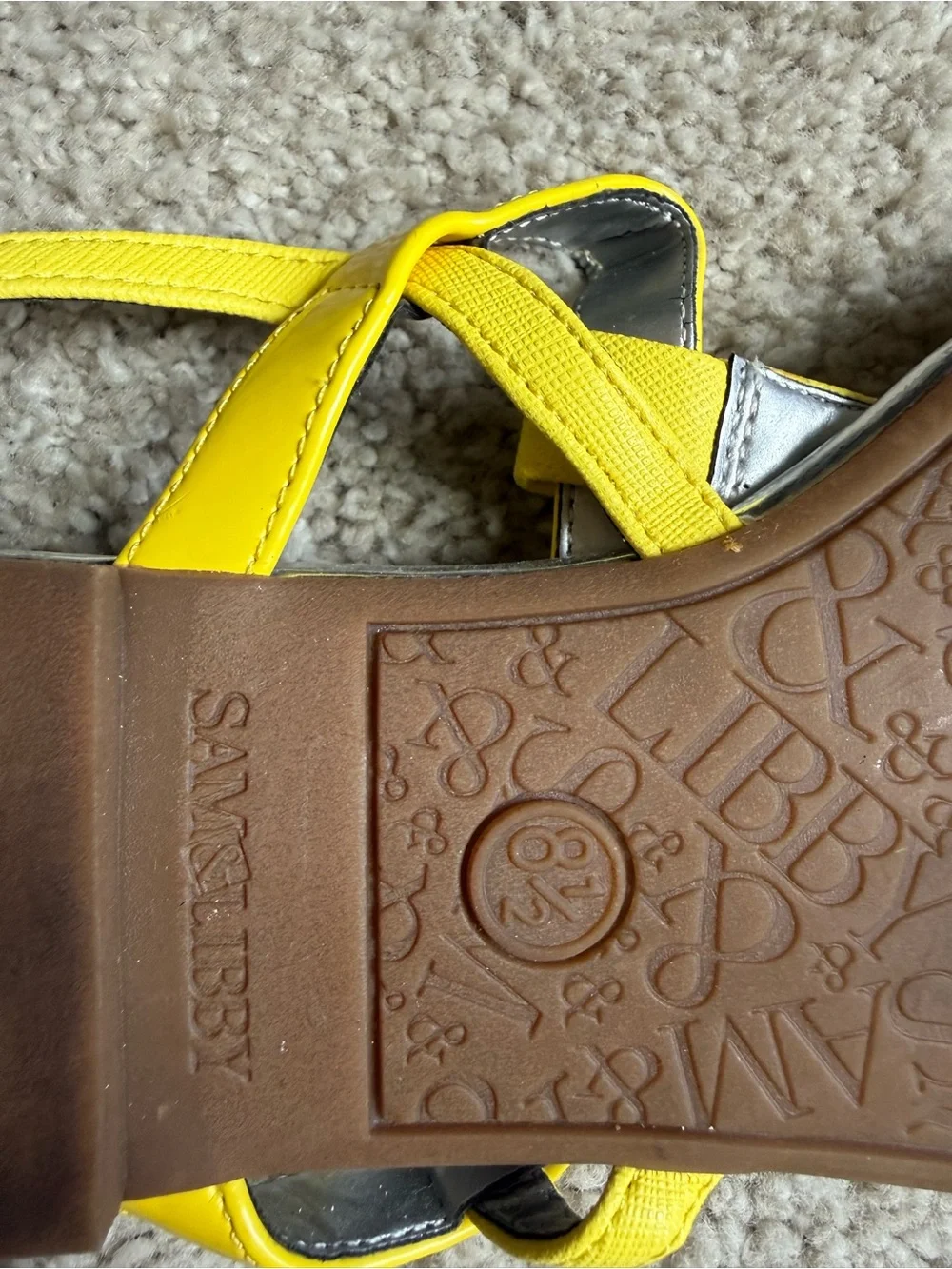 Sam & Libby Yellow and Silver T-Strap Sandals